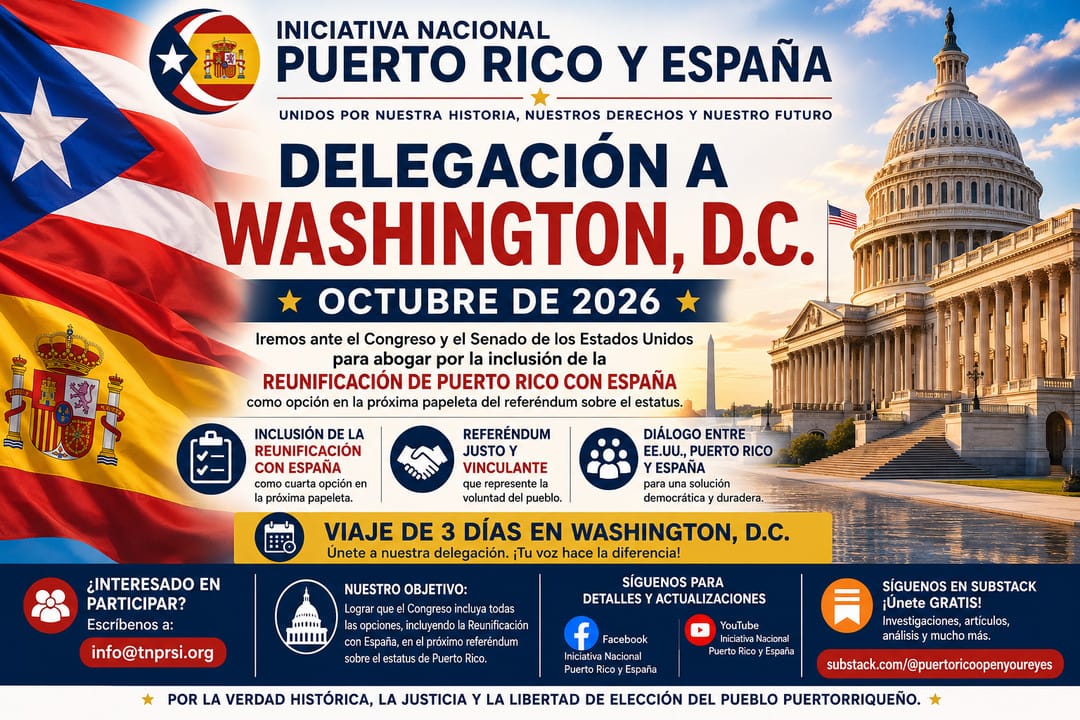 Iniciativa Nacional Puerto Rico y España: Delegación a Washington, D.C. en octubre de 2026